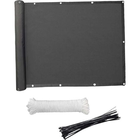 Mampara de privacidad para balcón resistente a la intemperie (HDPE), ideal para terrazas, patios, jardines, piscinas exteriores, porches y barandillas, 118 x 35 pulgadas, color negro.