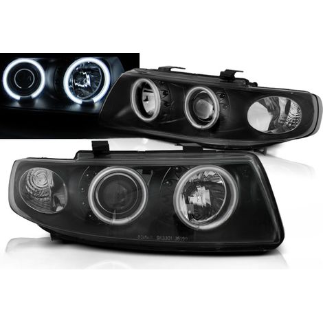 Paire de feux phares Seat Leon / Toledo de 1999 a 2004 angel eyes CCFL noir-27361798 (1/3)