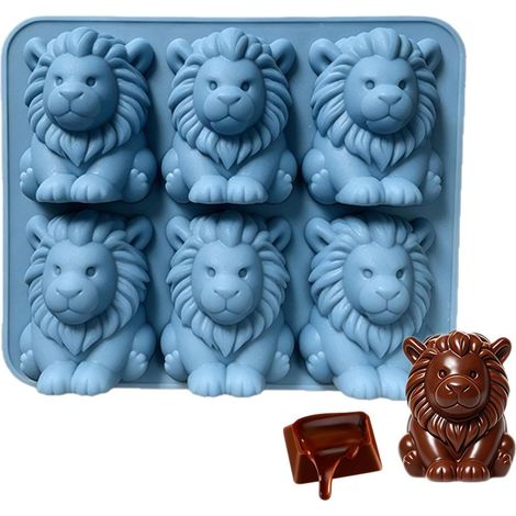 à glaçons en silicone, motif lion 3D, 6 cavités, réutilisables, pour (1/5)