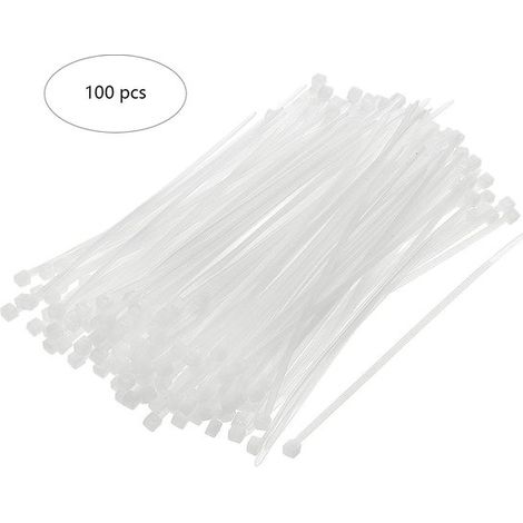 100 Kabelbinder – UV-beständig – wiederverwendbar – 2,5 x 100 mm – zum Aufbewahren und Befestigen von Kabeln – Weiß (1/5)