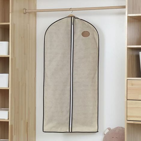 Vêtement suspendu manteau robe extérieure costume vêtements couverture anti-poussière avec fermeture éclair vêtements organisateur sacs de rangement protéger la couverture anti-poussière (1/5)