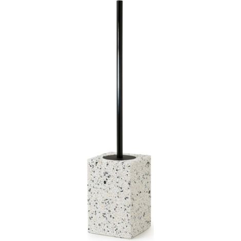 PORTA SCOPINO WC DA APPOGGIO IN GRANIGLIA DI MARMO MODELLO ZOE - DIM. CM (LXPXH): 9,8X9,8X44 - BIANCO/NERO  - GDY