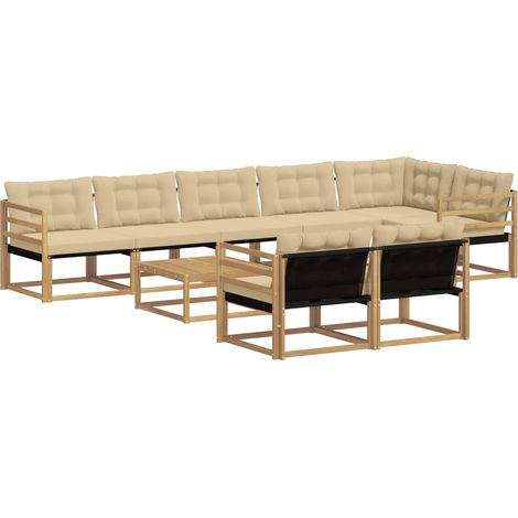 Outdoor Sofa Set 9 pcs White and Beige 79 x 79 x 37 cm vidaXL (1/5)