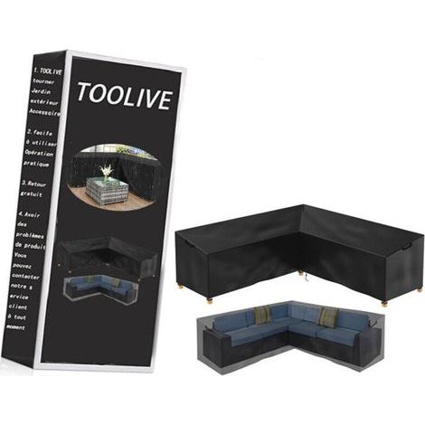 Housse de Protection pour Meubles de Jardin en Forme de V - Imperméable - en rotin - pour canapé d'angle - pour Salon - 215 x 215 x 87cm-toolive (1/5)