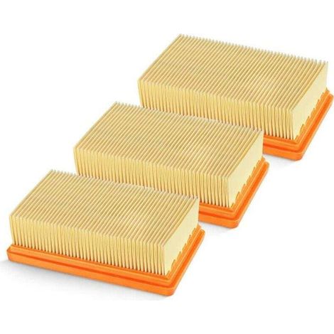 Confezione da 3 filtri piatti plissettati di ricambio per aspirapolvere a secco e a umido Karcher MV4, MV5, MV6, WD4, WD5, WD6, WD4P, WD5P, WD6P - Sostituisce il codice 2,863-005,0 B