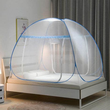 Moustiquaire Lit 2 Places, 180 X 200 cm Moustiquaire Pop up, Tente Moustiquaire Pliable, Moustiquaire en Forme de DôMe à Installation Facile