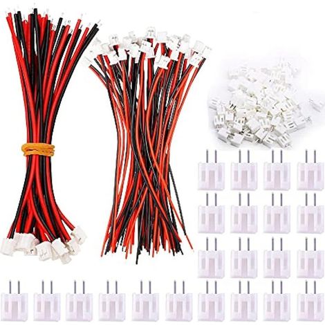 50 Pairs Mini Micro Jst 2.0 Ph 2 Pin Connecteur Prise 2 Broches avec Fils Câbles 100mm (1/5)