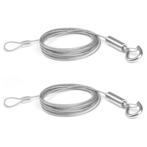 2Pcs x 2M en Câble de Acier Inoxydable Bet Crochet Corde pour Vêtements/Lumières/Photos Max Stand 30KG