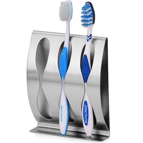 Porte-Brosse à Dents Auto-AdhéSif, Mural en Acier Inoxydable Pour Salle De Bain Porte-Brosse à Dents Montage Mural PâTe de Support Durable Pour Cuisine, Sans PerçAge (3 Trous) (1/4)