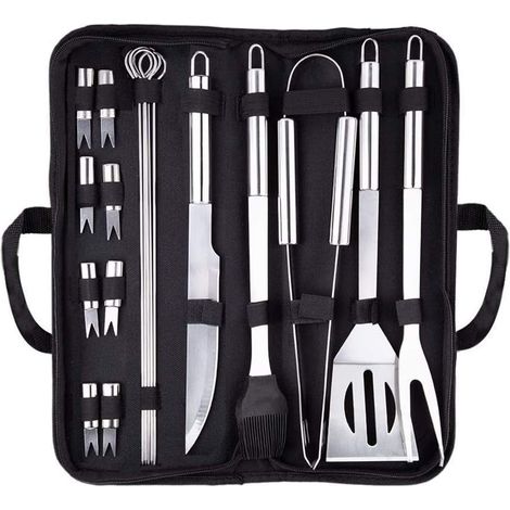 Ensemble de 18 ustensiles pour barbecue, comprenant : spatule, brosse (1/4)