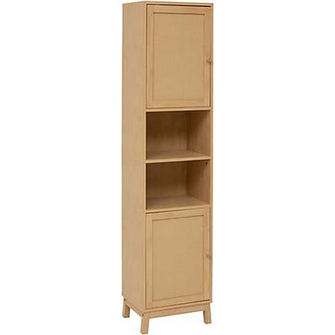 Colonne meuble de rangement avec 2 porte et 2 niches, coloris chêne - Longueur 40 x Profondeur 30 x Hauteur 168 cm (1/5)