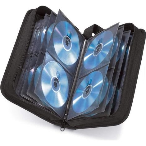 Etui de rangement CD, Pochette pour 80 CD/DVD/Blu-ray, Classeur de rangement, étuis de transport, gain de place pour bureau, salon (1/4)