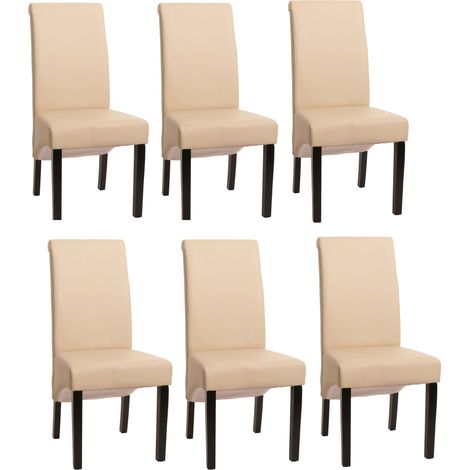 [JAMAIS UTILISÉ] 6x chaise salle à manger M37, cuir, crème, pieds foncés