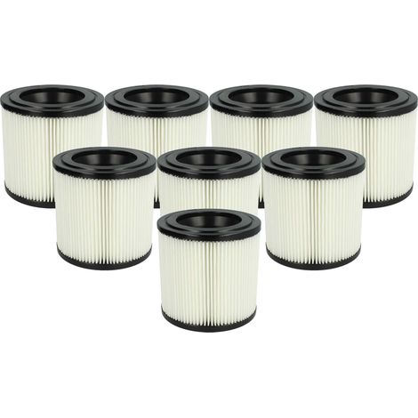 vhbw 8x Faltenfilter kompatibel mit Kärcher WD 3, 2, 1 Staubsauger - Patronenfilter Schwarz Weiß Abwaschbar