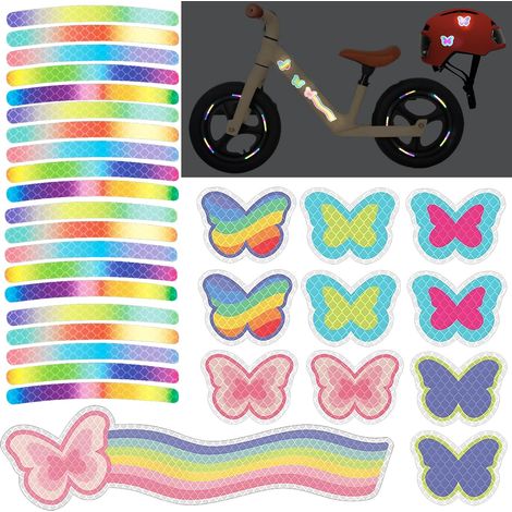 Autocollants réfléchissants pour vélo, lot de 31, haute visibilité, bandes réfléchissantes, autocollants imperméables pour cadre de vélo, sécurité, bande réfléchissante (papillon) (1/5)