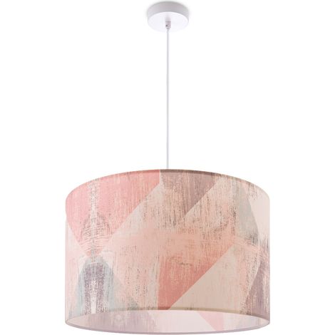 Paco Home Lampada A Plafone Paralume In Tessuto Sospensione E27 Camera Da Letto Rotonda Design 5 (Ø45,5 cm), Plafoniera - Bianca