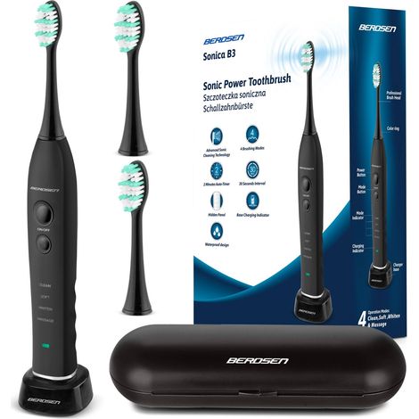 Schallzahnbursten set mit etui schwarz