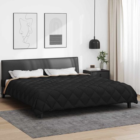 Winterbettdecke Schwarz und Taupe 220 x 240 cm Mikrofaser