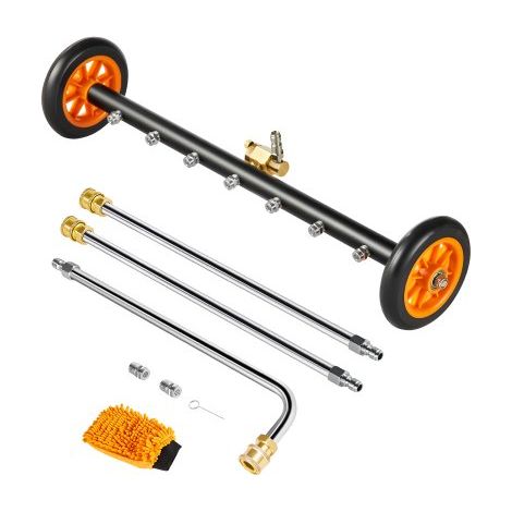 590 mm Hochdruckreiniger-Unterbodenreiniger, Edelstahl-Oberflächenreiniger, max. 4000 PSI, Winkeleinstellungsgetriebe, 7 Sprühdüsen, 2 verlängerte Stäbe für Auffahrt, Terrasse, Deck (1/5)