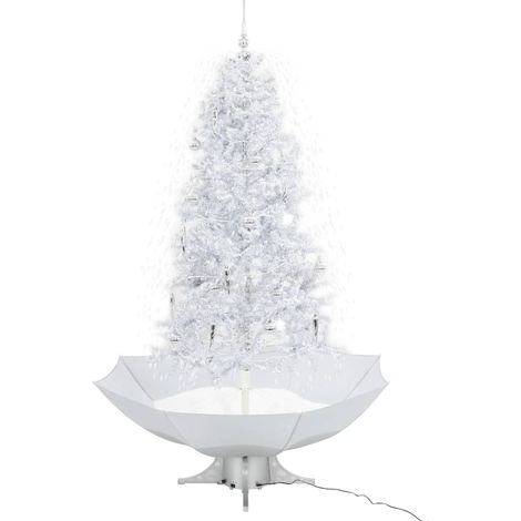 Arbre de Noël Sapin de Noël neigeux avec base de parapluie Blanc 190 cm (1/5)