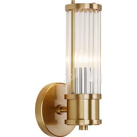 Wandleuchte aus Messing, goldene Kristall-Wandleuchte, Kristallglas-Wandleuchte mit goldenem Sockel, geeignet für Wohnzimmer, Esszimmer, Schlafzimmer, Büro (1/5)