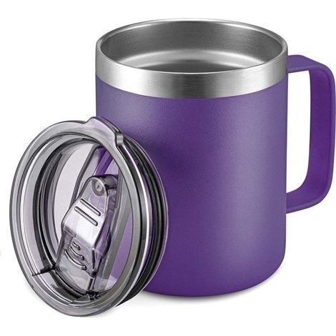 12-oz-Kaffeebecher, doppelwandiger, vakuumisolierter Reisebecher, Trinkbecher mit Schiebedeckel, Lila (1/4)