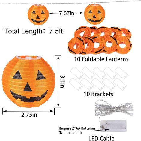Guirlande lumineuse citrouille d'Halloween à économie d'énergie, 20 LED haute luminosité, pour décorer votre jardin. (1/5)