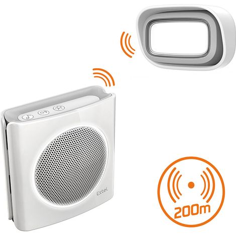 Extel – Carillon sans fil 200 m – 6 sonneries au choix – Alerte batterie faible – Fixation murale ou à poser – 81741