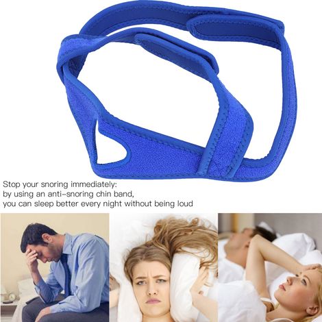 Sangle Anti-Ronflement Mentonnière Réglable - Aide au Sommeil Bleu