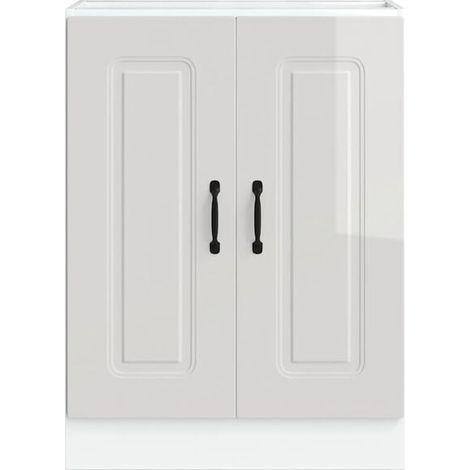 Meuble de Salle de Bain avec Lavabo Intégré, 60x46x81.5 cm, Design Moderne Brillant Blanc, Rangement Pratique pour WC et Douche (1/5)
