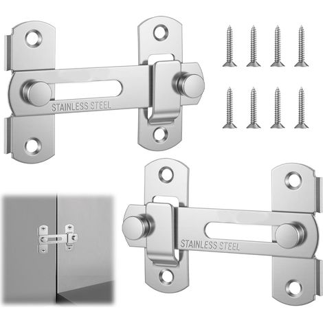 2 Serrures pour Porte Coulissante, Verrou Porte Extérieur en Acier Inoxydable, Loquet Porte avec Vis de Fixation, Verrou Porte Intérieure pour Portes, Fenêtres, Jardins, Salles de Bains (1/5)