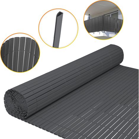 Wolketon PVC Sichtschutzmatte Sichtschutzzaun Sichtschutz für Zaun Balkon Windschutz Grau 90x400cm