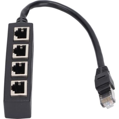 Adaptateur répartiteur RJ45 1 à 4 ports Transmission fluide Excellente connexion Adaptateur de câble réseau informatique pack (1/4)