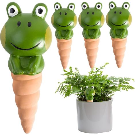 Lot de 4 Oyas en Terre Cuite 90 ml – Cônes d’arrosage automatique en forme de grenouille – Système d’irrigation pour plantes d’intérieur et balcon (1/5)