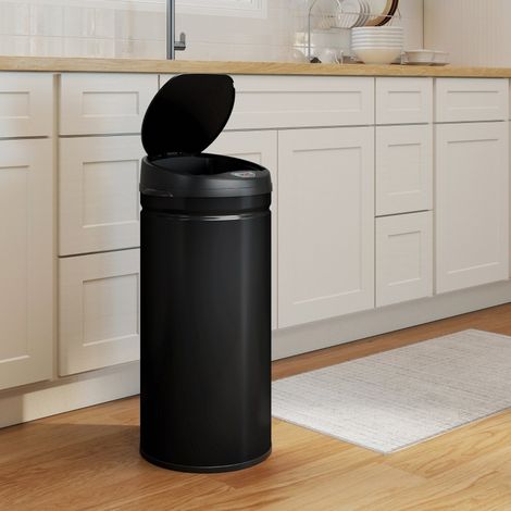 Pattumiera sensore 42 L soft-close acciaio nero OKMYHOME (1/4)