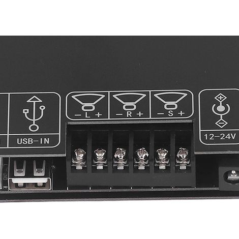 2.1-Kanal-Bluetooth-Leistungsverstärker 50 W + 50 W + 100 W für Subwoofer, Höhen- und Bassregelung, DC 12–24 V (1/5)
