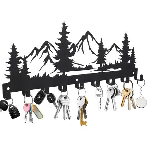 Support À Porte Clé Mural Avec 9 Crochets, Range Porte Accroche Clef Mural (1/5)