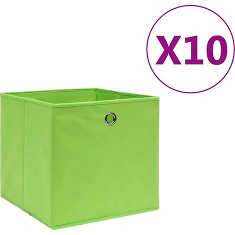 Boîtes de rangement 10 pcs-Coffre de rangement-Stockage Rangement Tissu intissé 28x28x28 cm Vert 287025 (1/5)