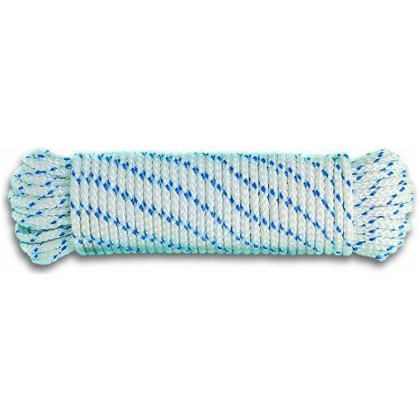 Chapuis DR8 Corde polypropylene tressee 360 kg D 6 mm L 10 m Blanc/Bleu