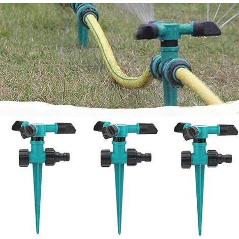 BUNTHAUS 3 Pcs Arroseur Automatique à 360° pour Pelouse, Arroseur Rotatif à Trois Bras, Arroseur pour Pelouse Automatique Arrosage Système, Peut Être Utilisé pour Jardin Et l'Irrigation Pastorale (1/5)