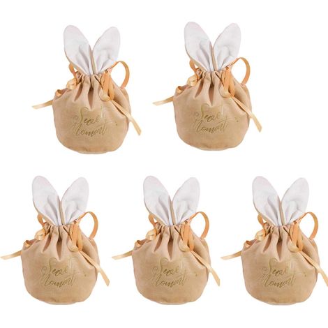 MINKUROW Sacchetti Regalo Di Pasqua Sacchetti Regalo Con Orecchie Di Coniglio Per Caramelle Compleanno Borsa Colorata Sacchetti Di Pasqua Per Pasqua, Festa Di Compleanno, Matrimonio Giallo (1/5)