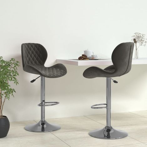 Lot de 2 Tabourets de bar,Chaises hautes de bar luxueuses gris foncé velours -37960 (1/5)
