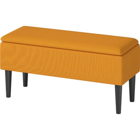 Banc de Lit en Polyester et Bois pour Chambre à Coucher et Entrée, 95x38x45 cm, Orange (1/5)