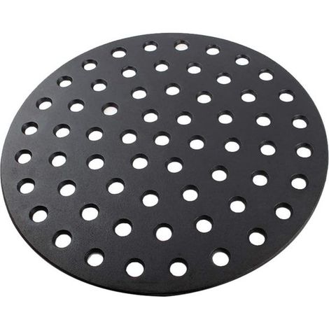 Juego de utensilios para barbacoa: plancha redonda de hierro fundido esmaltado, 33,5 x 33,5 cm. (1/2)