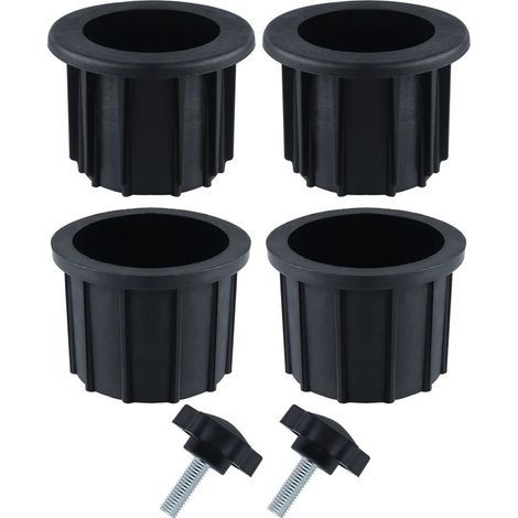 2 sets (6 pièces) accessoires parasol balcon - 4 anneaux + 2 vis bouton noir (1/5)