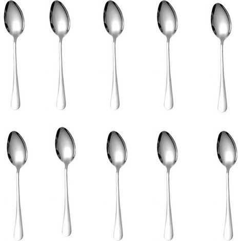 Set di 10 cucchiai rotondi in acciaio inox, cucchiai rotondi in stile occidentale, cucchiai rotondi in acciaio inox, posate da dessert, utensili da cucina, 17 x 4,5 cm per (1/5)