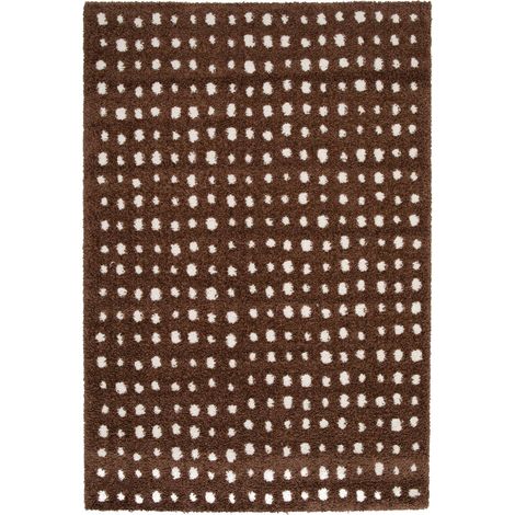 sweeek - Brauner Teppich für Indoor mit cremefarbenen Punkten - 80 x 150 cm (1/5)