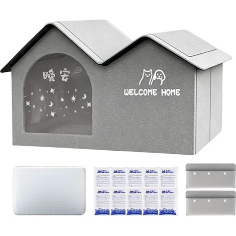 Niche rafraîchissante pour chat - Confortable - Anti-fuite - Avec poche de glace - Pour temps chaud - Petits et grands animaux - Appartement - Balcon - Jardin - Vacances - Terrasse (1/5)