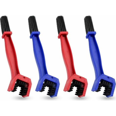 Brosse de Nettoyage de Chaîne de Vélo 4 Pcs Nettoyeur de Chaîne de Moto Vélo Plastique Brosse de Nettoyage de Chaîne de Moto Outil de Nettoyage d'entretien de Chaîne pour Moto Vélo - (Bleu, Rou (1/5)