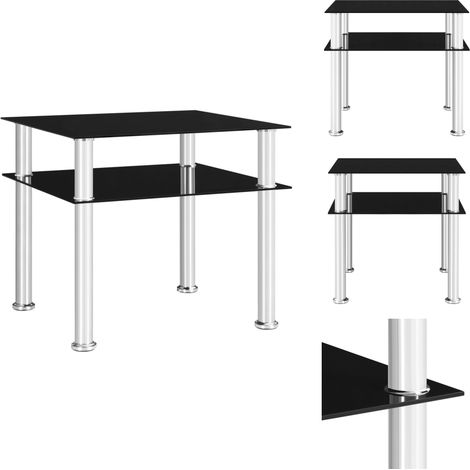 Beistelltisch Schwarz 45x50x45 cm Hartglas - Beistelltisch - Wohnzimmermöbel - Nachttisch - Side Table - Schwarz (1/5)